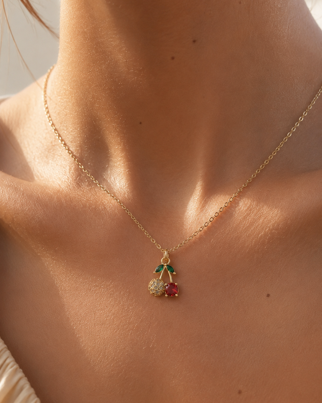 Collier Cristal Cerise Or
