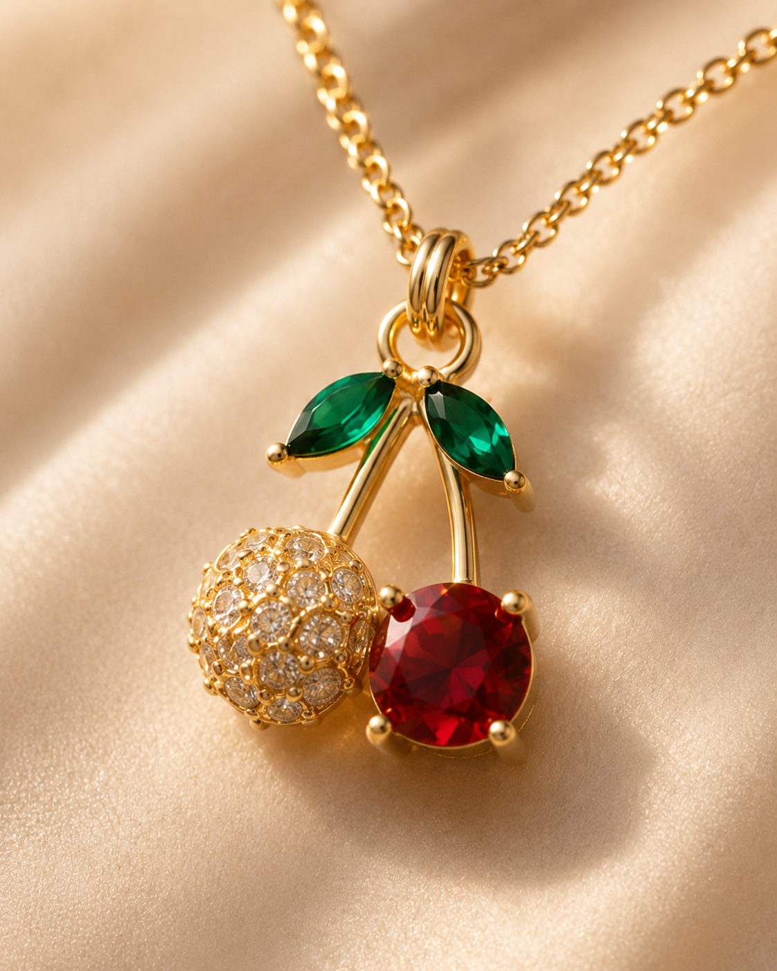Collier Cristal Cerise Or