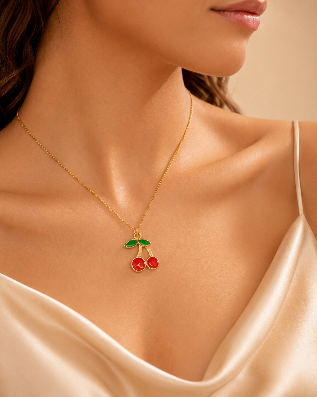Collier cerise doré