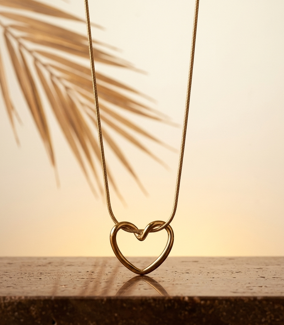 Collier doré avec pendentif cœur ouvert