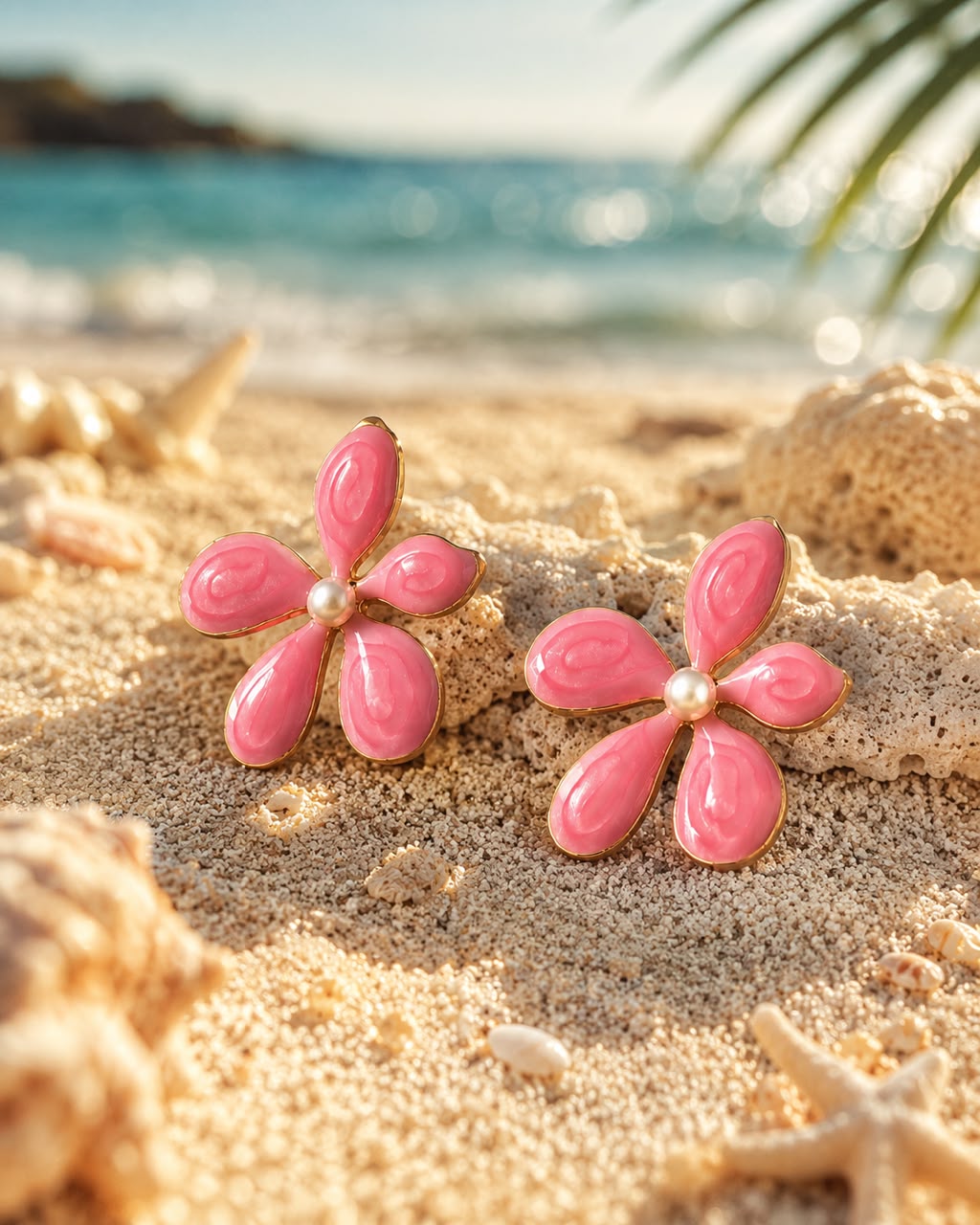 Boucles d'Oreilles Fleur Rose