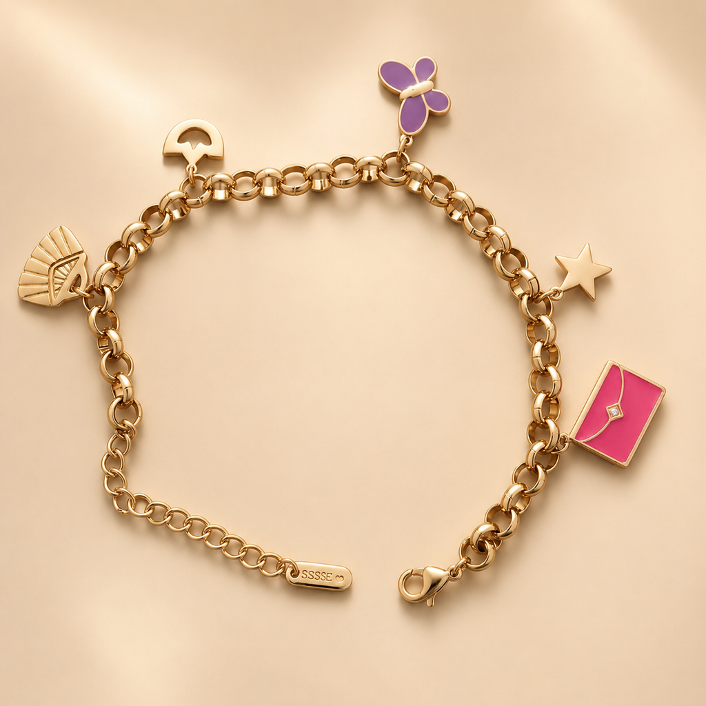 Bracelet Charms Doré Élégance