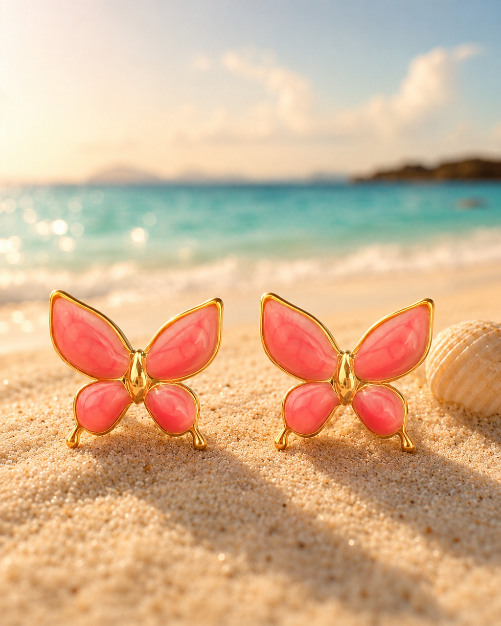 Boucles d'Oreilles Papillon Rose