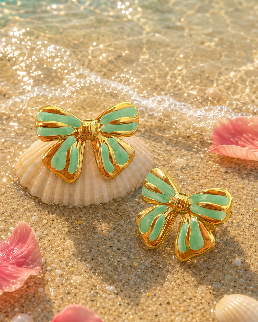 Boucles d'Oreilles Noeud Papillon Vert