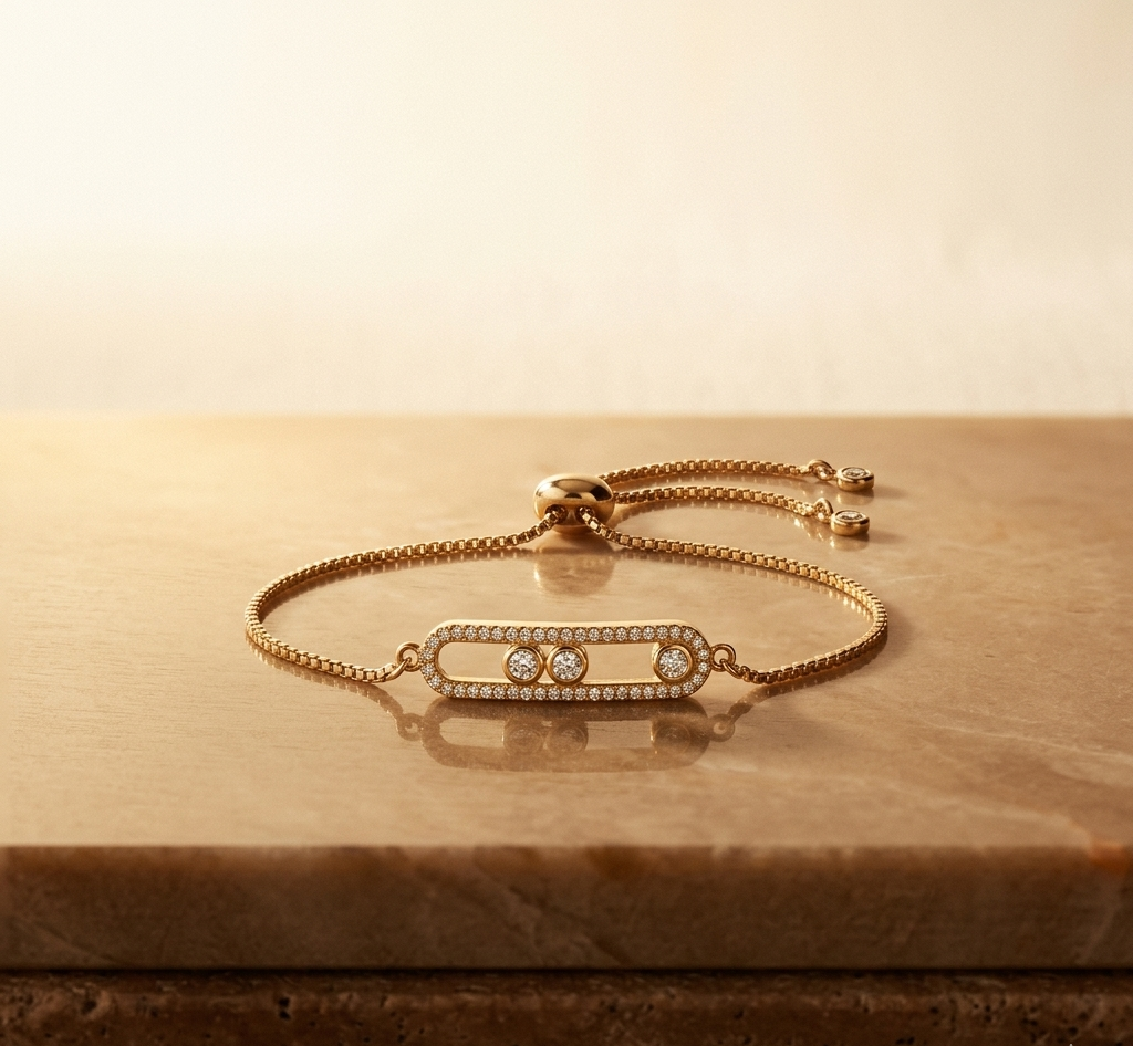 Bracelet Doré Pavé Réglable