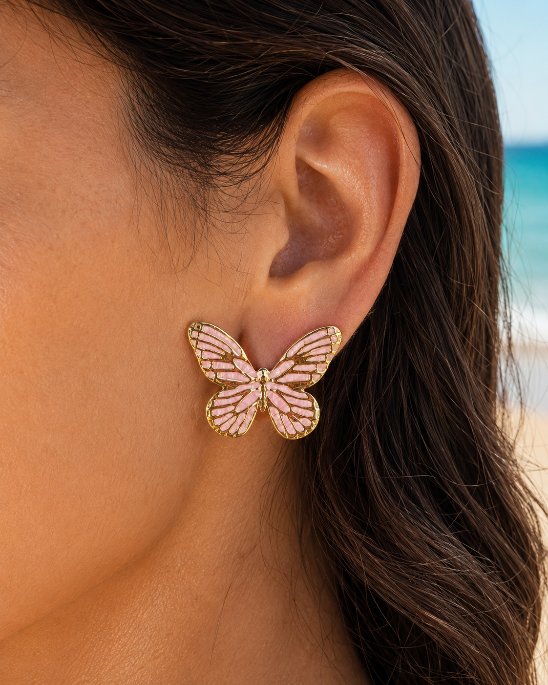 Boucles d'Oreilles Papillon Rose Clair