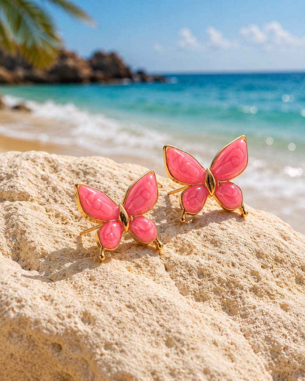 Boucles d'Oreilles Papillon Rose