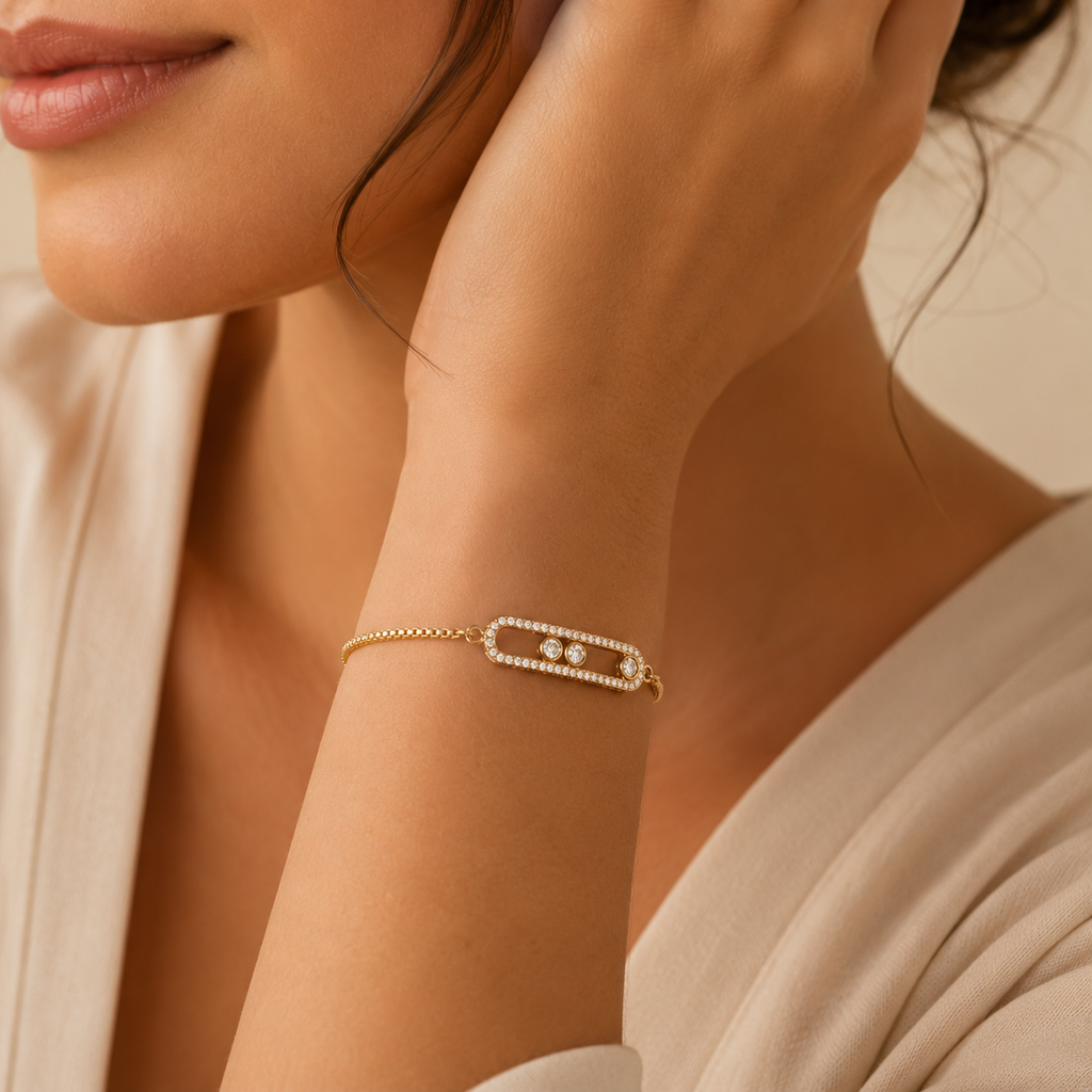 Bracelet Doré Pavé Réglable